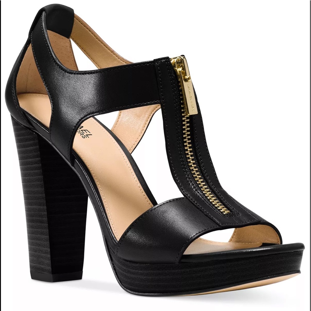 MK black and gold purse with heels